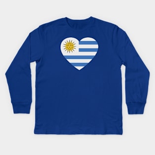 I Love Uruguay // Heart-Shaped Uruguayan Flag Kids Long Sleeve T-Shirt